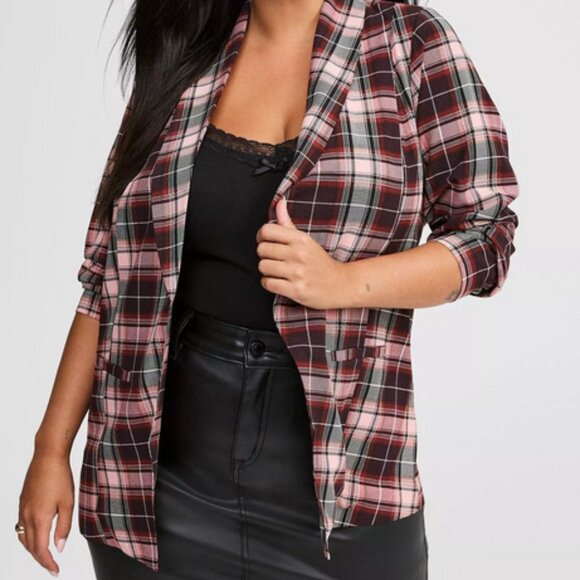 NEW Torrid Parker Studio Crepe Blazer - It Girl Plaid Multi - Size 3 - 22/24 - Picture 2 of 6